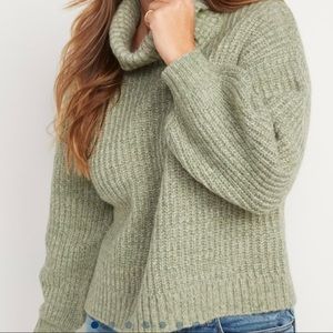 Old Navy Green Mélange Shaker-Stitch Turtleneck Sweater for Women